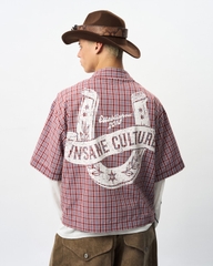 Insane® Horseshoe Plaid Shirt - Wine