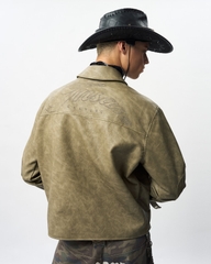 Insane® Noir Leather Jacket - Olive