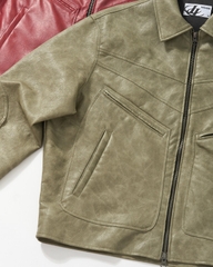 Insane® Noir Leather Jacket - Olive