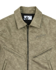 Insane® Noir Leather Jacket - Olive