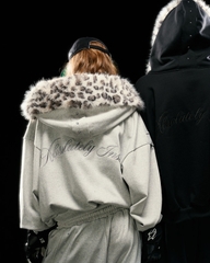 Insane® Arctic Leopard Hoodie Zip - Black