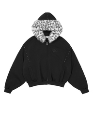 Insane® Arctic Leopard Hoodie Zip - Black
