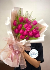 Bó hoa tulip hồng đậm 20 bông