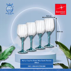 Bộ 4 Ly Rượu Florian Xanh Bormioli Rocco Thủy Tinh