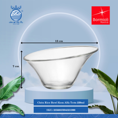 Alfa chén kem thủy tinh trong 250ml ØMiệng: 13cm 250ml Cao: 7cm 12 Cái/Hộp Bormioli Rocco Thủy Tinh 235683M04321990