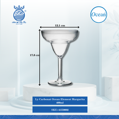 Ly Element Margarita 14 Oz. (400ml.) Ø:Đáy: 8.2cm Ø:M 12.1cm 400ml Cao: 17.8cm 24 Cái/Thùng Ocean Thủy Tinh 41E0002