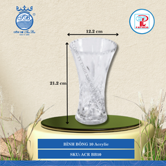 BÌNH BÔNG 10 Acrylic Trắng Ø: 12.2cm Cao: 21.2cm Fataco Nhựa ACR BB10