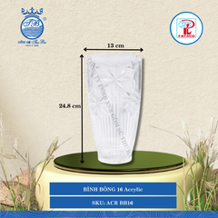 BÌNH BÔNG 16 Acrylic Trắng Ø: 13cm Cao: 24.8cm Fataco Nhựa ACR BB16