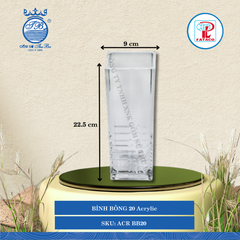 BÌNH BÔNG 20 Acrylic Trắng Ø: 9cm Cao: 22.5cm Fataco Nhựa ACR BB20