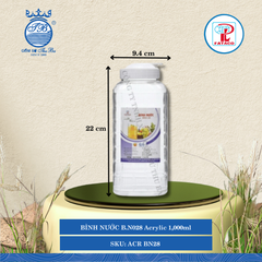 BÌNH NƯỚC B.N028 Acrylic Trắng 1,000ml Dài: 9.4cm Rộng: 7.6cm Cao: 22cm Fataco Nhựa ACR BN28