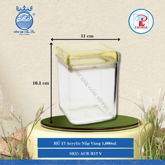 Hủ Vuông Acrylic (Nhiều Size, Nhiều Màu) Fataco Nhựa