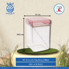 Hủ Vuông Acrylic (Nhiều Size, Nhiều Màu) Fataco Nhựa