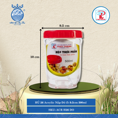 HỦ 26 Acrylic Nắp Đỏ Ø: 9.5cm 500ml Cao: 10cm Fataco Nhựa ACR H26 DO