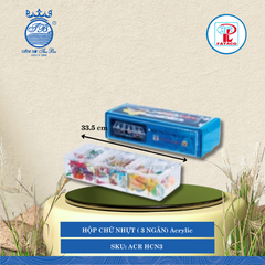 HỘP CHỮ NHỰT ( 3 NGĂN) Acrylic Trắng Dài: 33.5cm Rộng: 13cm Cao: 7cm Fataco Nhựa ACR HCN3