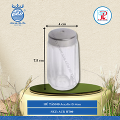 HỦ TĂM 09 Acrylic Trắng Ø: 4cm Cao: 7.5cm Fataco Nhựa ACR HT09