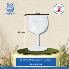 LY RƯỢU (NO 3) Acrylic Trắng Ø: 6cm 100ml Cao: 10.2cm Fataco Nhựa ACR NO3