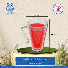 LY NO 34 Acrylic Trắng Ø: 9cm 410ml Cao: 14cm Fataco Nhựa ACR NO34