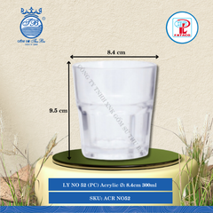 LY NO 52 (PC) Acrylic Trắng Ø: 8.4cm 300ml Cao: 9.5cm Fataco Nhựa ACR NO52