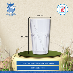 LY NO 53 (PC) Acrylic Trắng Ø: 8.3cm 430ml Cao: 14.1cm Fataco Nhựa ACR NO53