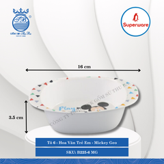 Tô 6 Hoa Văn Trẻ Em Mickey Geo 350ml Dài: 16cm Rộng: 13cm Cao: 3.5cm Superware Nhựa B225-6 MG