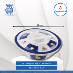 Bộ Tô Soup Có Nắp 6" Hoa Văn Trẻ Em Artist Bear Ø: 15cm 400ml Cao: 5cm Superware Nhựa BL155-6 AB