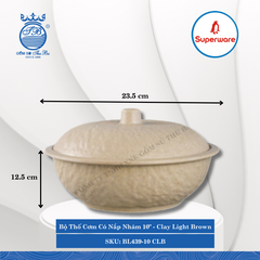 Bộ Thố Cơm Có Nắp Nhám 10" J&K Nhám Clay Light Brown (Nâu Đất Nhạt) Ø: 23.5cm 1,700ml Cao: 12.5cm Superware Nhựa BL439-10 CLB