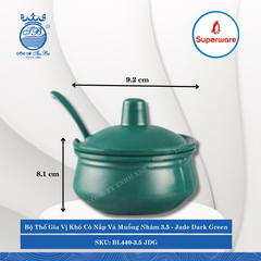 Bộ Thố Gia Vị Khô Có Nắp Và Muỗng Nhám 3.5 J&K Nhám Jade Dark Green (Xanh Bích) Ø: 9.2cm 225ml Cao: 8.1cm Superware Nhựa BL440-3.5 JDG