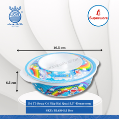 Bộ Tô Soup Có Nắp Hai Quai 5.5" Hoa Văn Trẻ Em Doraemon Ø: 16.5cm 440ml Cao: 6.5cm Superware Nhựa BL450-5.5 Dor
