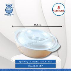 Bộ Tô Soup Có Nắp Hai Quai 5.5" Trẻ Em Plain (Trắng Trơn) 440ml Dài: 16.5cm Rộng: 14cm Cao: 6.5cm Superware Nhựa BL450-5.5 P