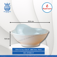 Chén Có Tay Cầm 5" J&K Trơn Plain (Trắng Trơn) 220ml Dài: 12.4cm Rộng: 11.1cm Cao: 5.4cm Superware Nhựa BV039-5 P