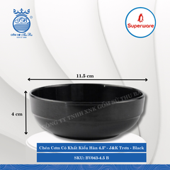 Chén Cơm Có Khất Kiểu Hàn J&K Trơn Black (Nhiều Size) Superware Nhựa