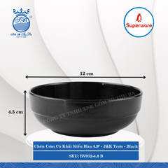 Chén Cơm Có Khất Kiểu Hàn J&K Trơn Black (Nhiều Size) Superware Nhựa