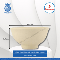 Chén Cơm Nhám 4.5" J&K Nhám Stone (Nâu Đá) Ø: 11.3cm 280ml Cao: 5.8cm Superware Nhựa BV091-4.5 S