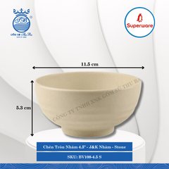 Chén Tròn Nhám 4.5" J&K Nhám Stone (Nâu Đá) Ø: 11.5cm 320ml Cao: 5.3cm Superware Nhựa BV108-4.5 S