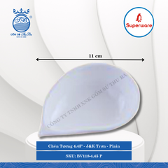 Chén Tương 4.45" J&K Trơn Plain (Trắng Trơn) Dài: 11cm Rộng: 7cm Cao: 3cm Superware Nhựa BV118-4.45 P