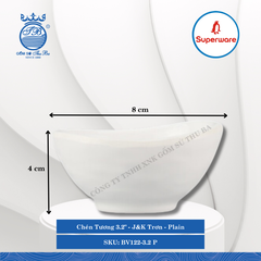 Chén Tương 3.2" J&K Trơn Plain (Trắng Trơn) 95ml Dài: 8cm Rộng: 7.2cm Cao: 4cm Superware Nhựa BV122-3.2 P