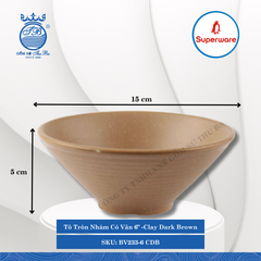 Tô Tròn Nhám Có Vân J&K Nhám Clay Dark Brown (Nhiều Size) Superware Nhựa
