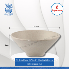 Tô Tròn Nhám Có Vân J&K Nhám Clay Light Brown (Nhiều Size) Superware Nhựa