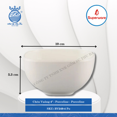 Chén Vuông 4" Porceline Porceline (Trắng Sứ) Ø: 10cm 260ml Cao: 5.3cm Superware Nhựa BV249-4 Po