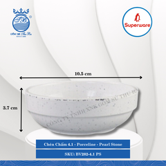 Chén Chấm 4.1 Porceline Pearl Stone (Trắng Ngọc Trai) Ø: 10.5cm 200ml Cao: 3.7cm Superware Nhựa BV282-4.1 PS