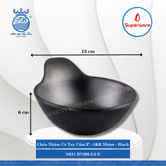 Chén Nhám Có Tay Cầm 5" J&K Nhám Black (Đen) 350ml Dài: 13cm Rộng: 11.3cm Cao: 6cm Superware Nhựa BV292-5.5 B