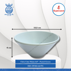 Chén Cơm Nhám 4.8'' J&K Nhám Pastel Green (Xanh Phấn) Ø: 12.2cm Cao: 6cm Superware Nhựa BV341-4.8 PG