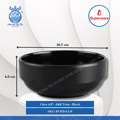 Chén 4.2" J&K Trơn Black (Đen) Ø: 10.7cm Cao: 4.05cm Superware Nhựa BV372-4.2 B