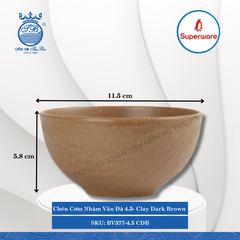 Chén Cơm Nhám Vân Đá 4.5 J&K Nhám Clay Dark Brown (Nâu Đất Đậm) Ø: 11.5cm Cao: 5.8cm Superware Nhựa BV377-4.5 CDB