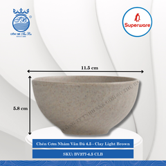 Chén Cơm Nhám Vân Đá 4.5 J&K Nhám Clay Light Brown (Nâu Đất Nhạt) Ø: 11.5cm Cao: 5.8cm Superware Nhựa BV377-4.5 CLB