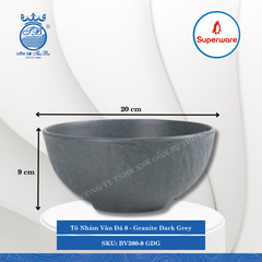 Tô Nhám Vân Đá J&K Nhám Granite Dark Grey (Xám Granite) (Nhiều Size) Superware Nhựa