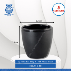 Ly Nhám Bầu Thấp 3" J&K Nhám Black (Đen) Ø: 7.5cm 230ml Cao: 7.2cm Superware Nhựa C142-3 B