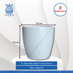 Ly Nhám Bầu Thấp 3" J&K Nhám Pastel Green (Xanh Phấn) Ø: 7.5cm 230ml Cao: 7.2cm Superware Nhựa C142-3 PG