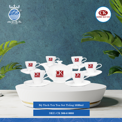 Bộ Tách Trà Trắng 0008 CK Sứ CK 506-6 0008