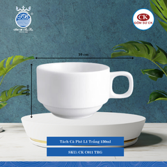 Tách Cà Phê C010, C011, C012 Trắng (Nhiều Size) CK Sứ